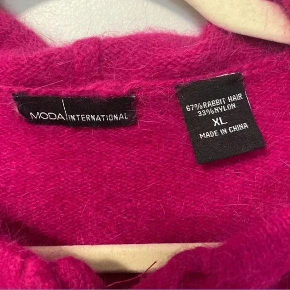 Moda International rabbit hair blend hot pink hoodie - Picture 5 of 5